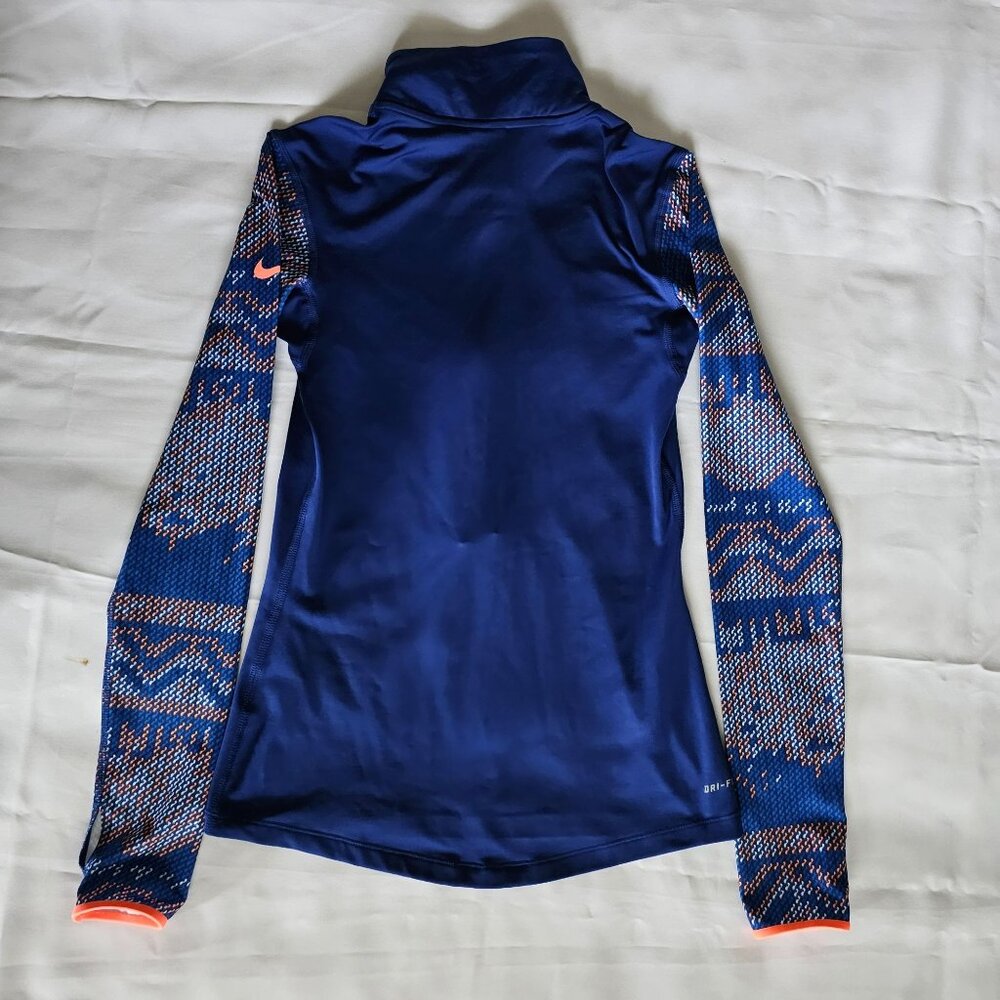 Nike Pro Women's Blue Hyperwarm Nordic Court Half-Zip Training Shirt Size Small - Picture 5 of 11